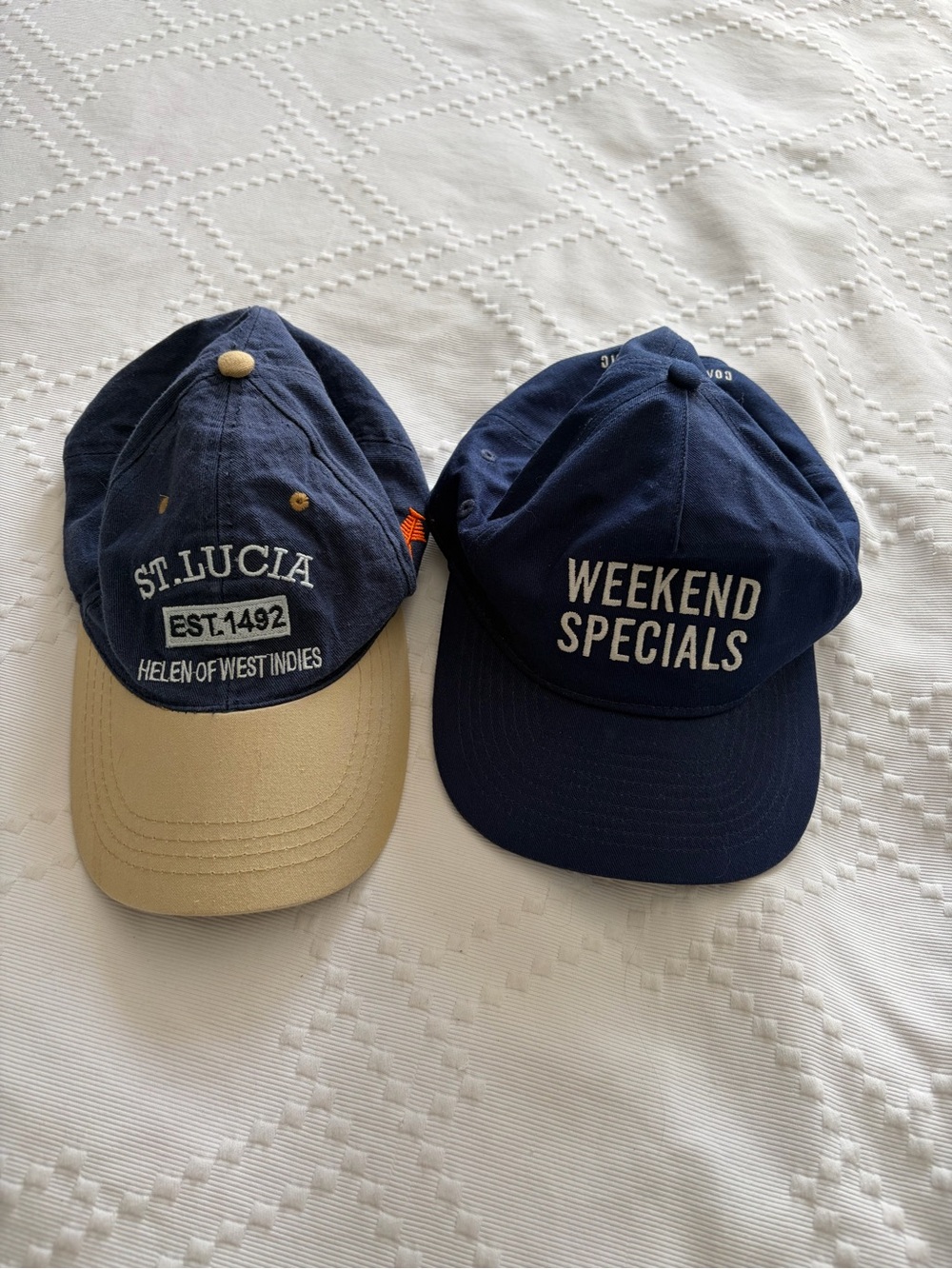 Navy 'Weekend Specials' Baseball Cap + Navy & Tan 'St. Lucia' Hat - Set of 2